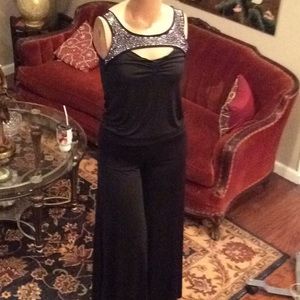 Black stretchy huge palazzo jumpsuit XL SOLD